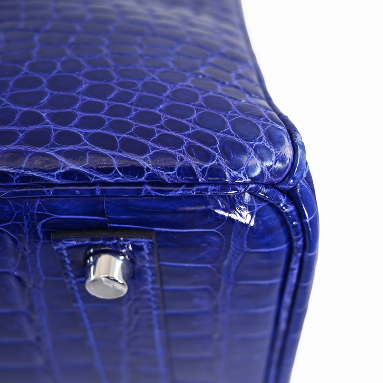 Hermès Birkin 40cm Bleu Electrique Shiny Croc PHW - Preloved
