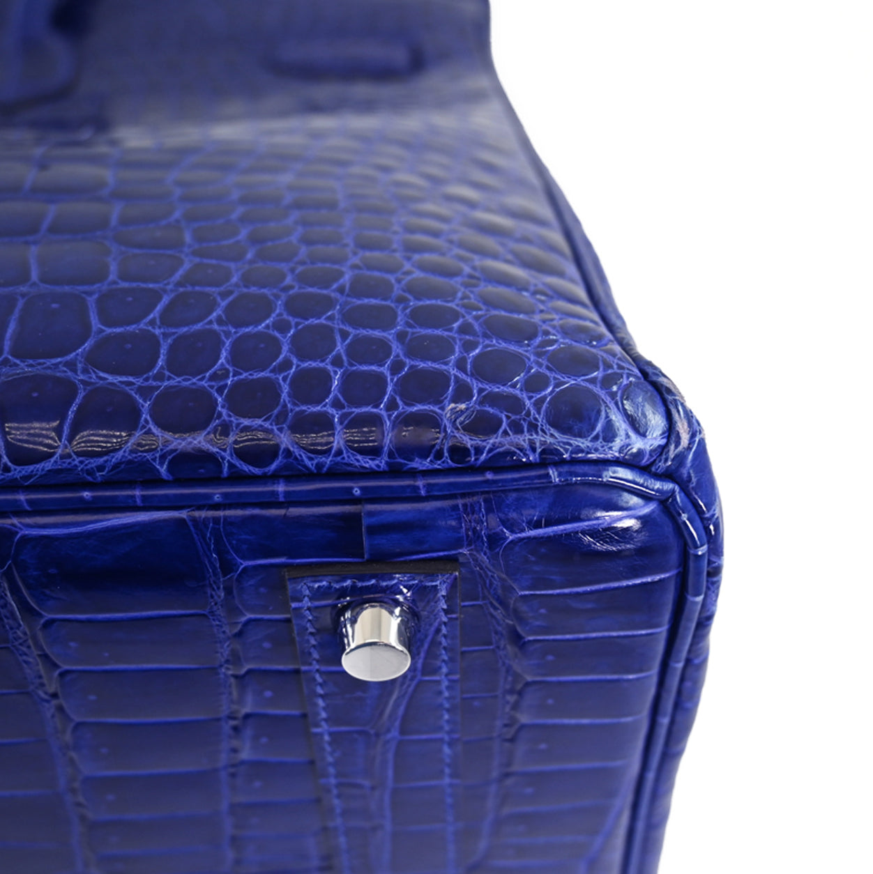 Hermès Birkin 40cm Bleu Electrique Shiny Croc PHW - Preloved