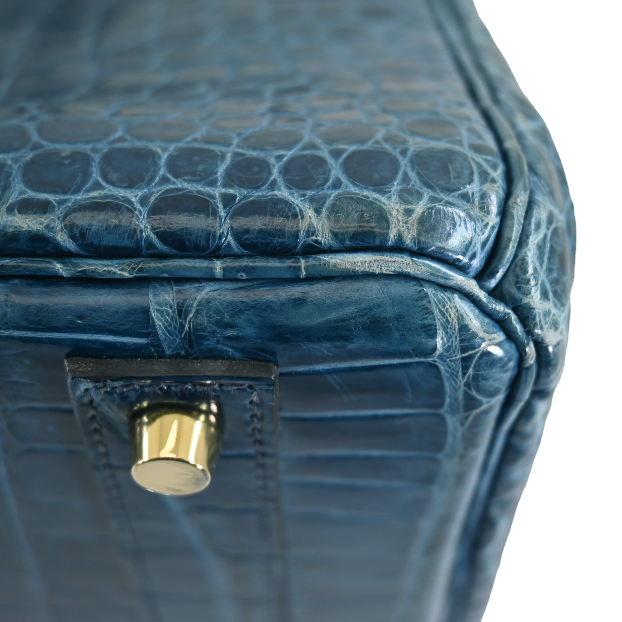 Hermès Birkin 40cm Blue Jean Shiny Croc GHW - Preloved
