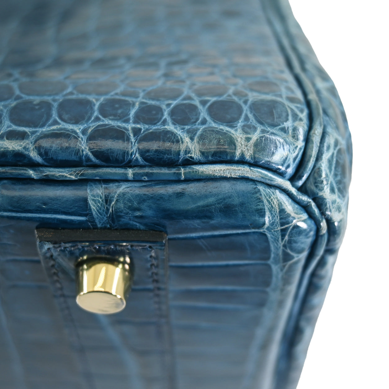 Hermès Birkin 40cm Blue Jean Shiny Croc GHW - Preloved