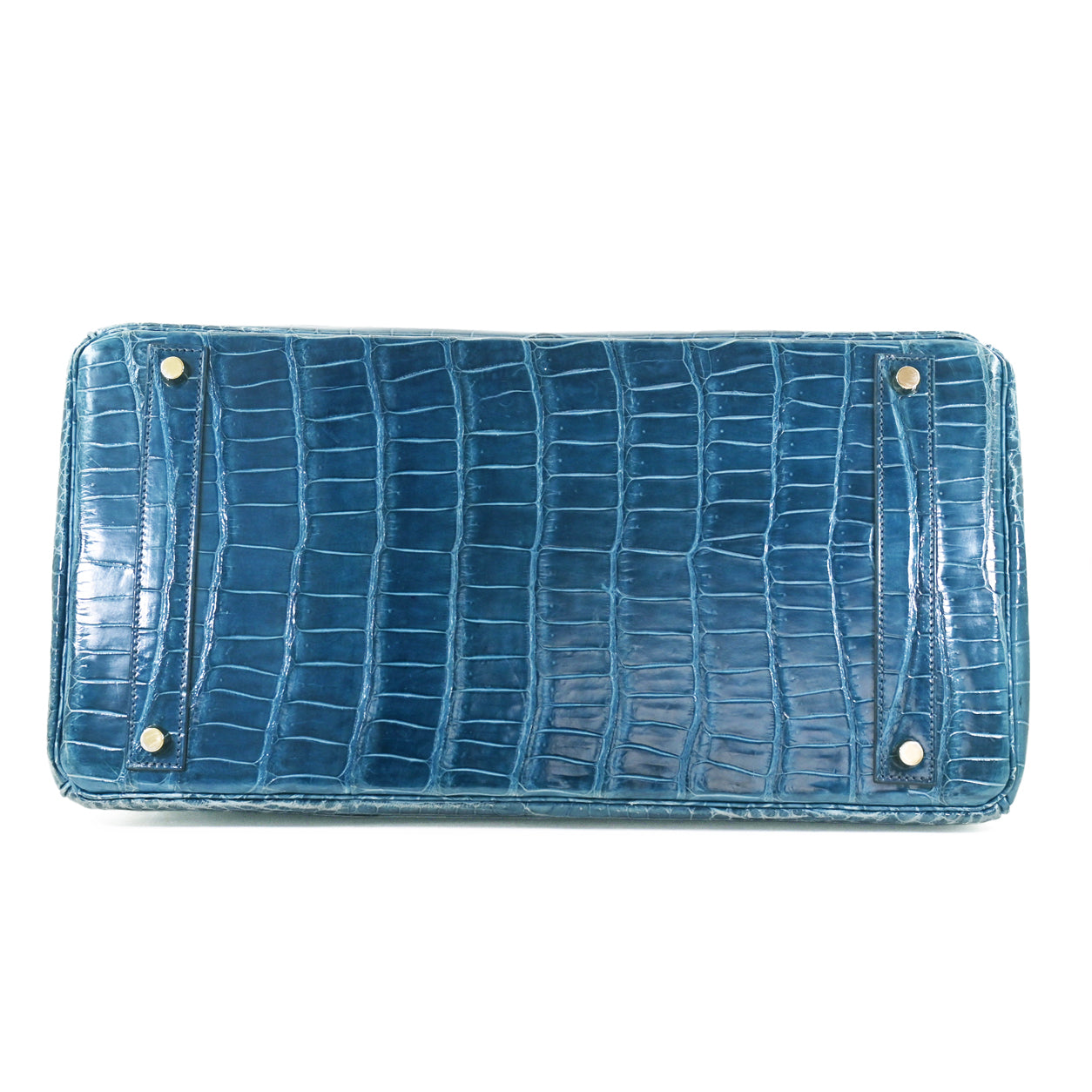 Hermès Birkin 40cm Blue Jean Shiny Croc GHW - Preloved