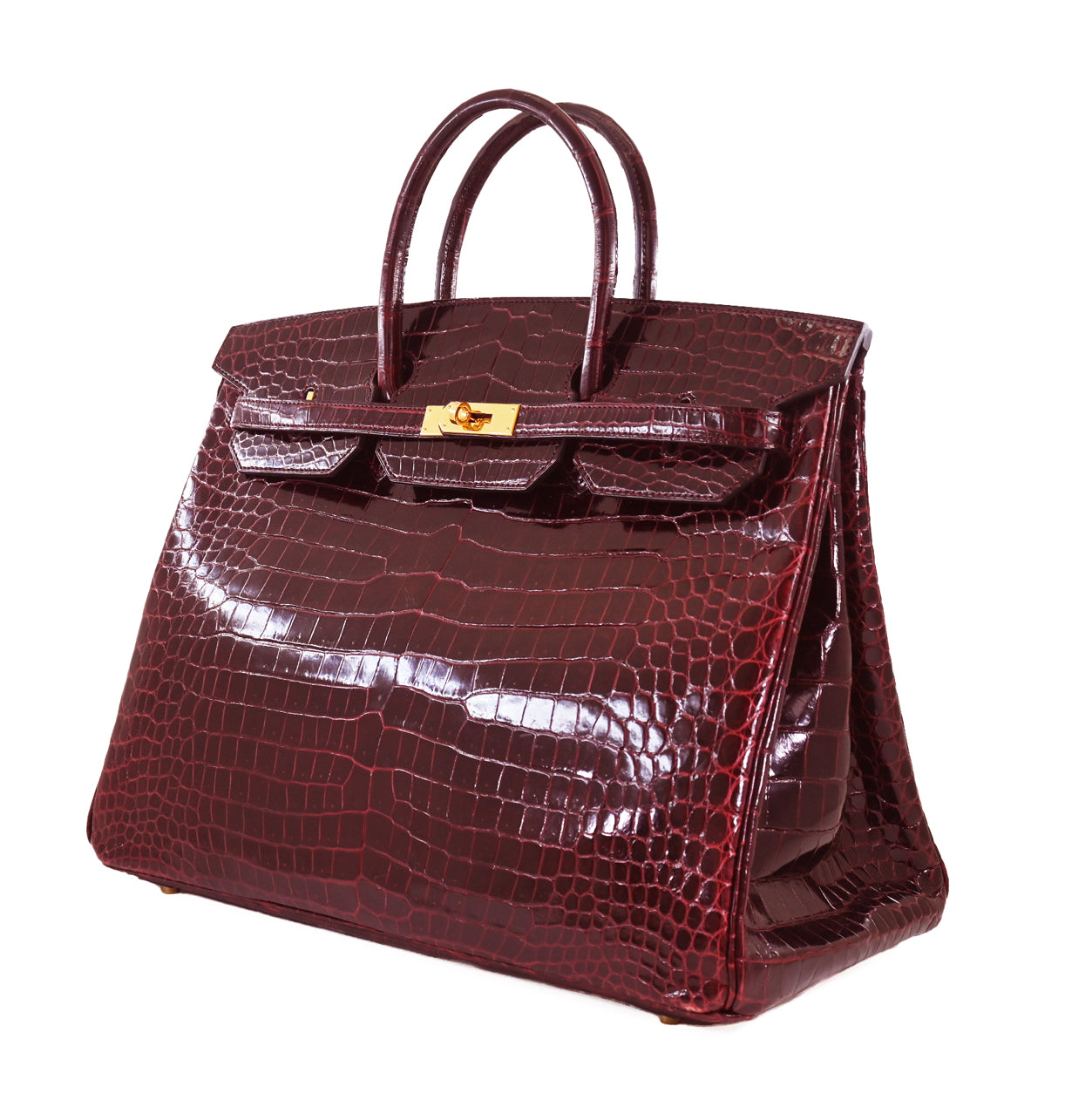 Hermès Birkin 40cm Bordeaux  Shiny Croc GHW - Preloved