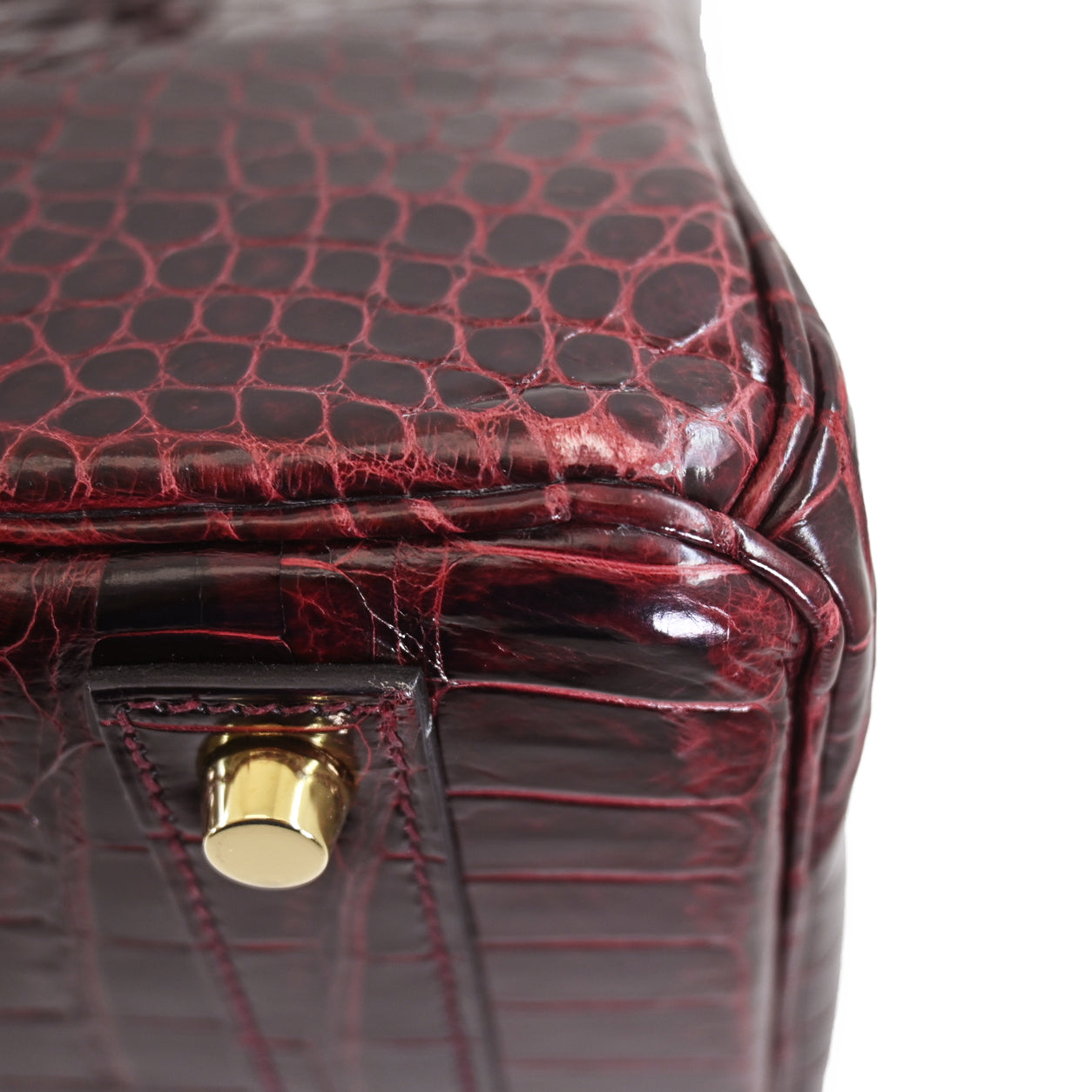 Hermès Birkin 40cm Bordeaux  Shiny Croc GHW - Preloved