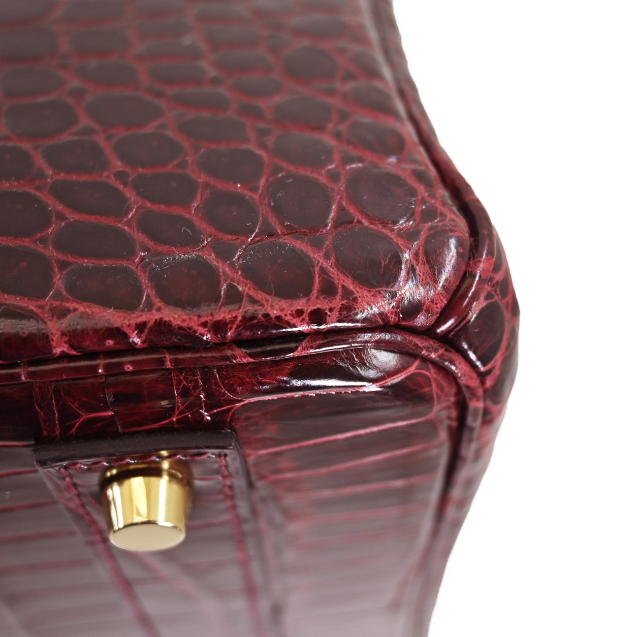 Hermès Birkin 40cm Bordeaux  Shiny Croc GHW - Preloved