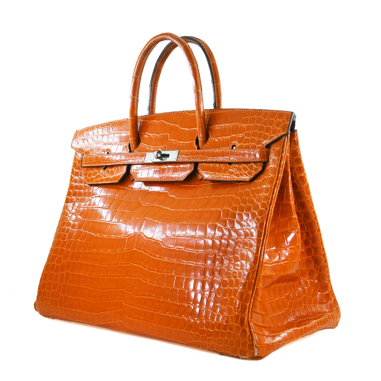 Hermès Birkin 40cm Pain d'Epice Shiny Croc PHW - Preloved