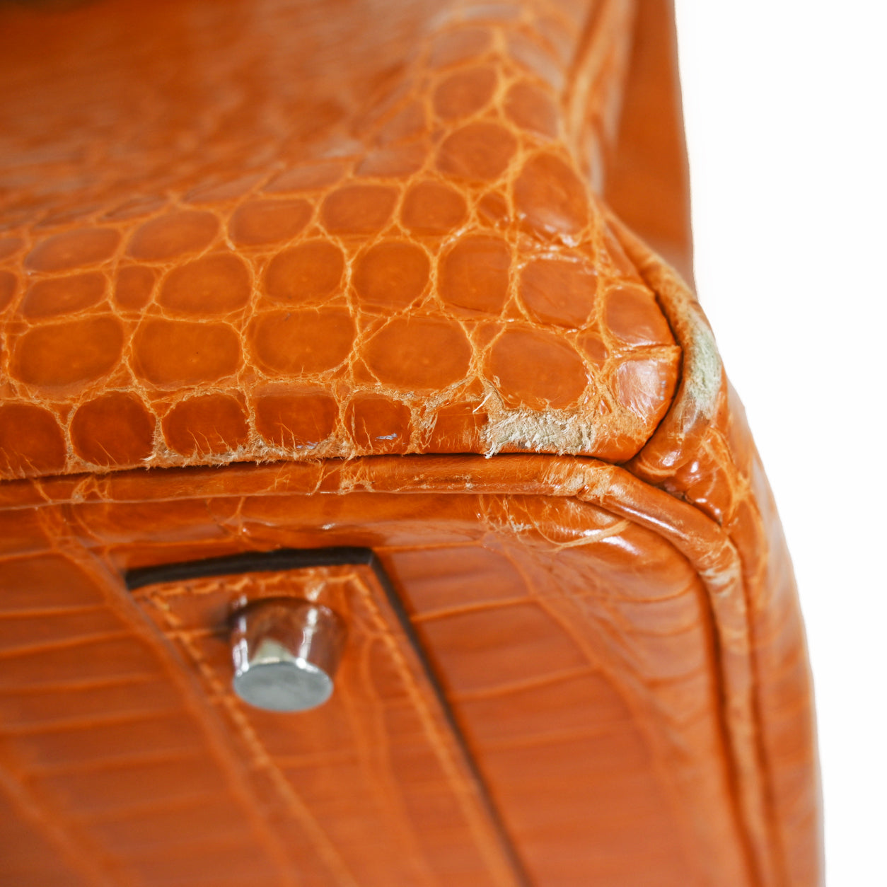 Hermès Birkin 40cm Pain d'Epice Shiny Croc PHW - Preloved