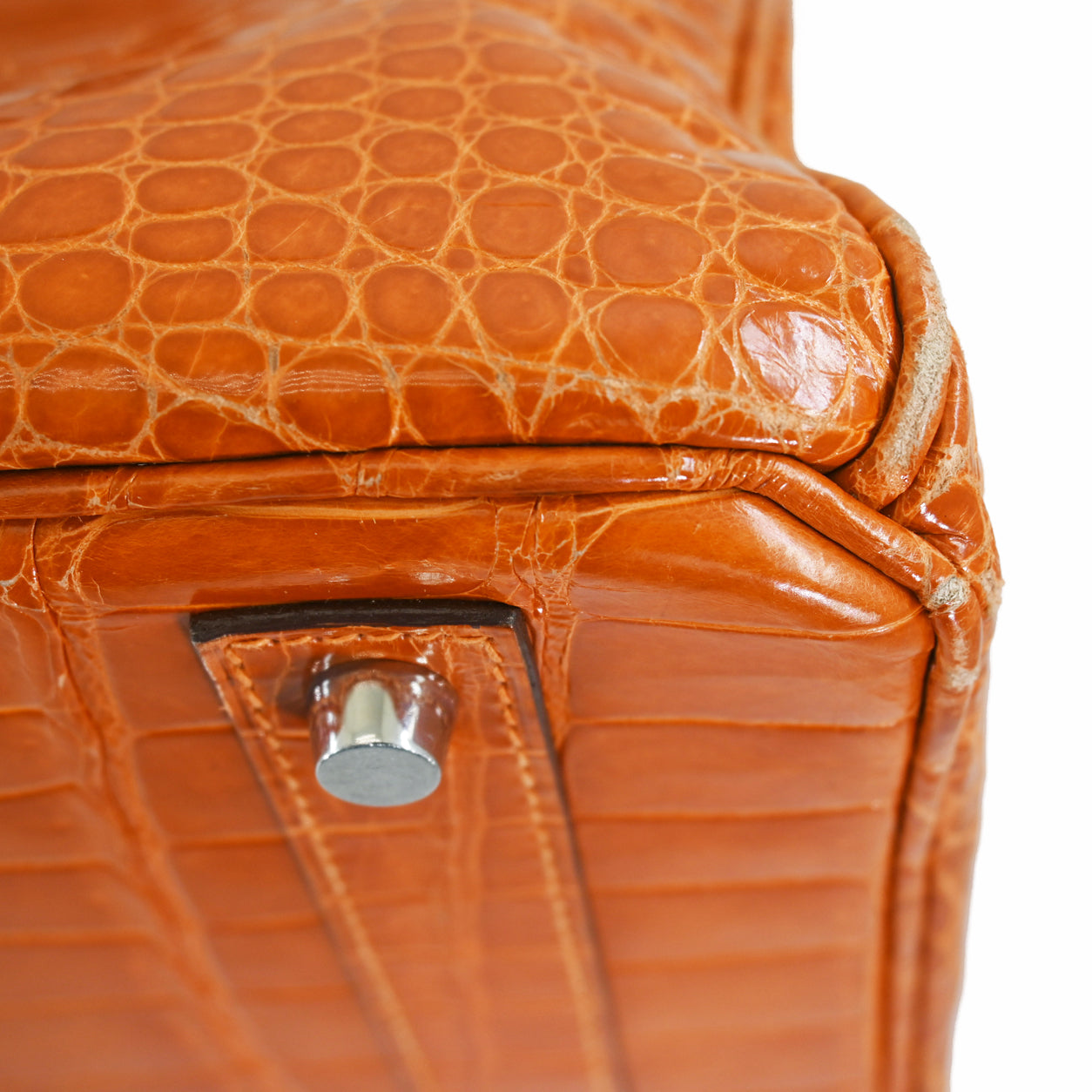 Hermès Birkin 40cm Pain d'Epice Shiny Croc PHW - Preloved