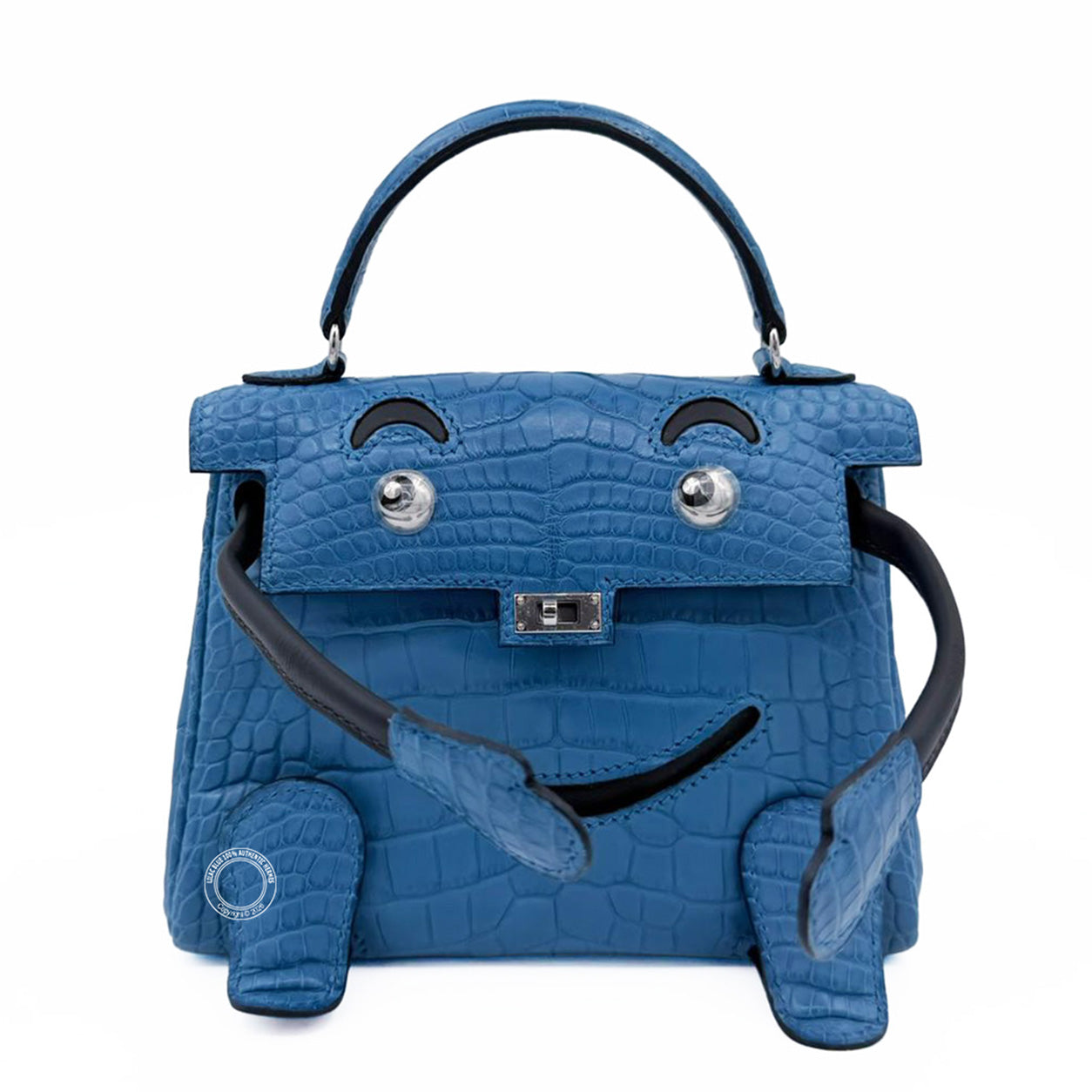 Hermès Kelly Doll 16cm Bleu Zellige Matte Croc PHW
