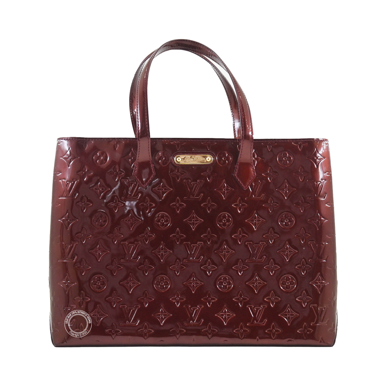 Louis Vuitton Wilshire Tote MM Burgundy Miroir Vernis GHW - Preloved