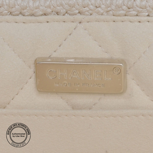 Chanel Crochet Flowers Ivory Chain Flap Bag - Preloved