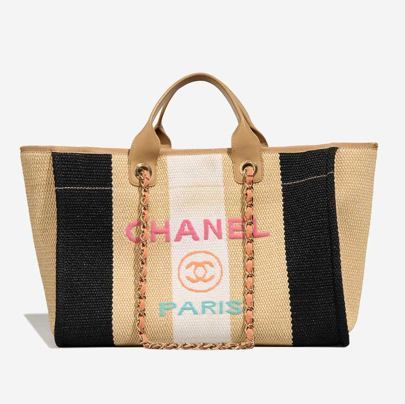 Chanel Deauville Medium Canvas & Calf Multicolour - Preloved