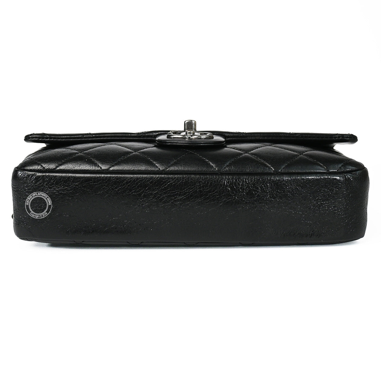 Chanel Easy Flap Black Aged Calfskin Ruthenium HW - Preloved