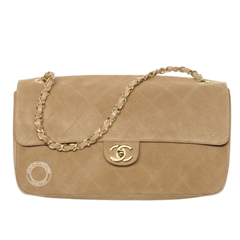 Chanel Maxi Flap Dark Beige Suede GHW