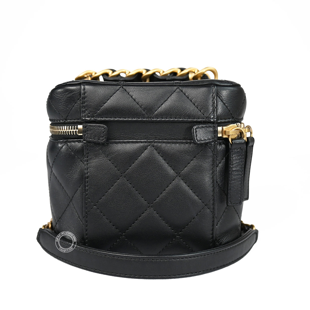 Chanel Small Vanity Case Black Quilted Lambskin Antiqued GHW - Preloved
