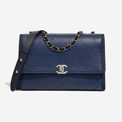 Chanel Timeless Medium Blue Crinkled Calf PHW - Preloved