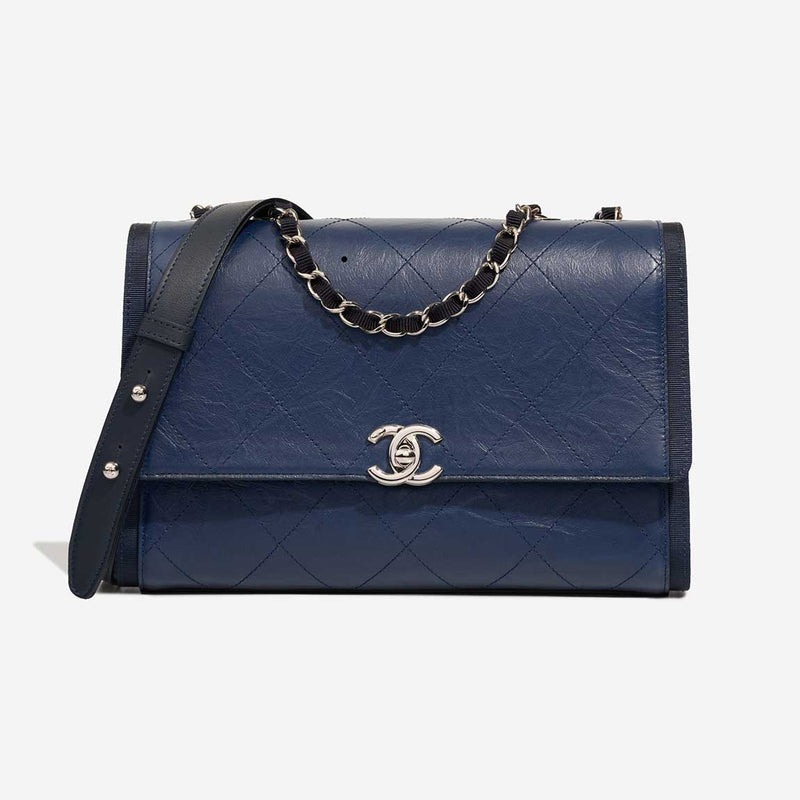 Chanel Timeless Medium Blue Crinkled Calf PHW - Preloved
