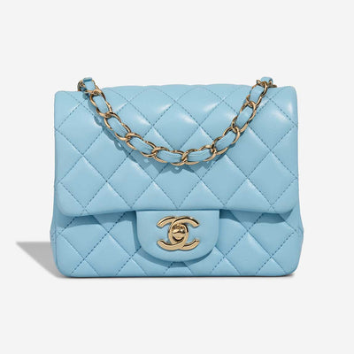 Chanel Timeless Mini Square Pale Blue Lambskin GHW - Preloved