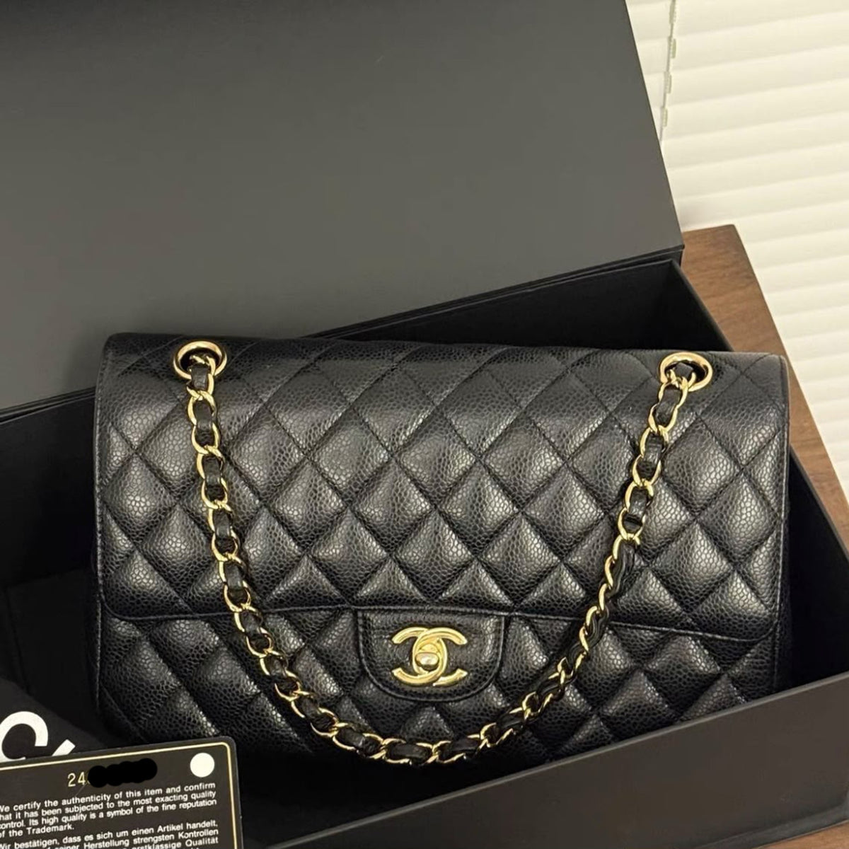 Chanel Classic Flap Medium Black Caviar GHW - Preloved