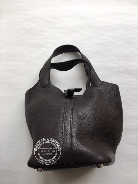 Hermès Mini Picotin Chocolate Togo PHW - Preloved