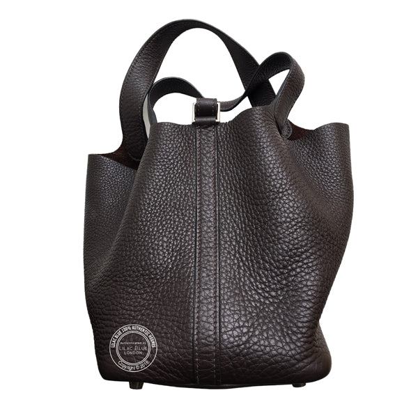 Hermès Mini Picotin Chocolate Togo PHW - Preloved