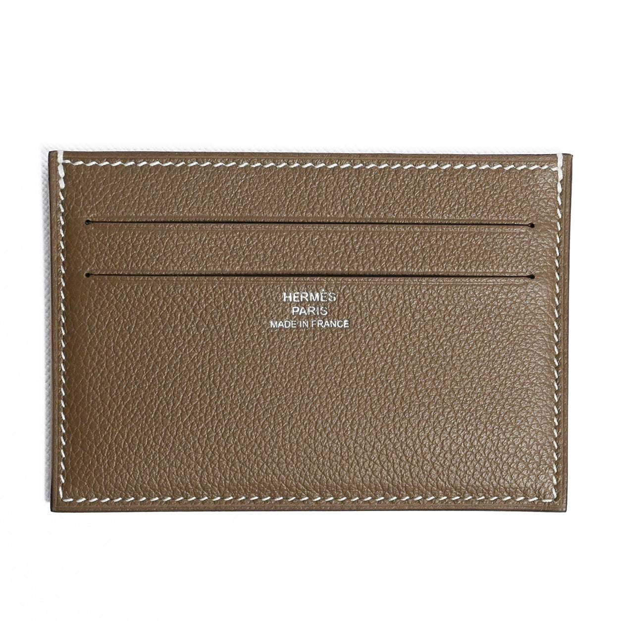Hermès Citizen Twill Card Holder Etoupe Evercolor