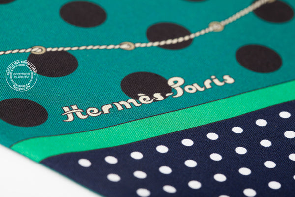 Hermès Maxi Twilly Clic Clac a Pois. Green - Preloved