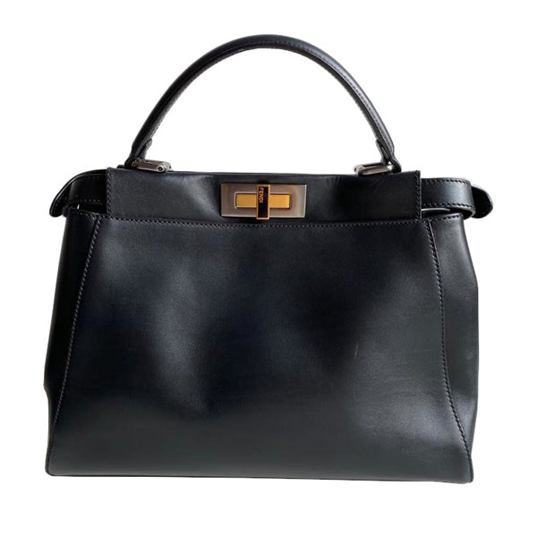 Fendi Peekaboo Medium Black Brushed Gunmetal & Gold Hardware - Preloved