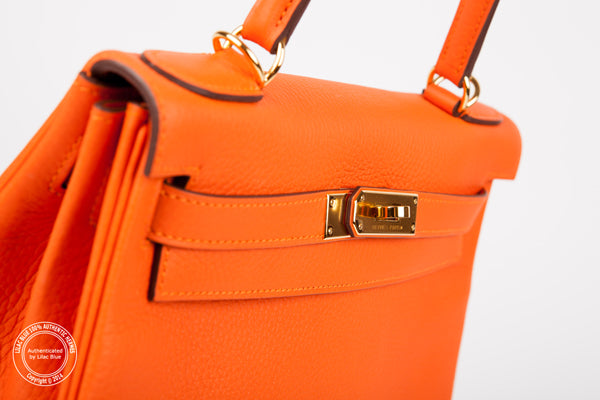 Hermès Kelly 28cm Feu Clemence GHW