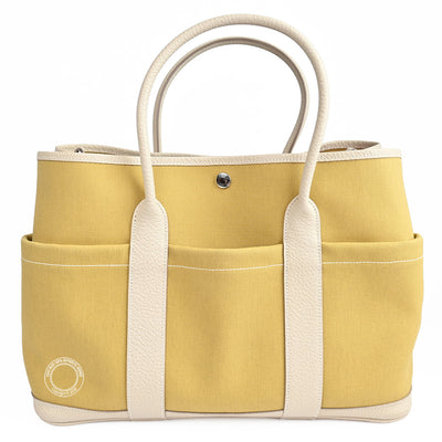 Hermès Garden Party 36cm Jaune Poussin/Craie Canvas/Negonda PHW - Preloved