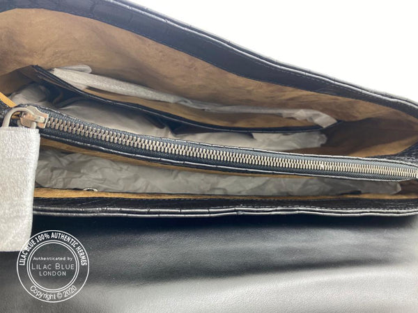 Georgio Armani Briefcase Black Matte Alligator