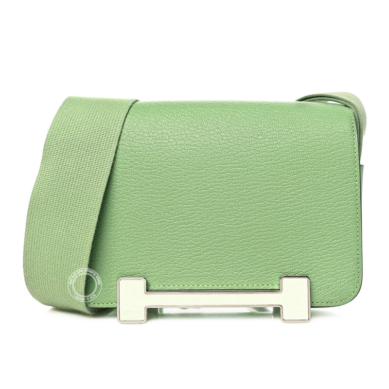 Hermès Geta 20cm Vert Criquet Chevre PHW