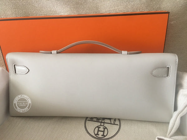 Hermès Kelly 31cm Gris Perle Cut Pochette Swift PHW