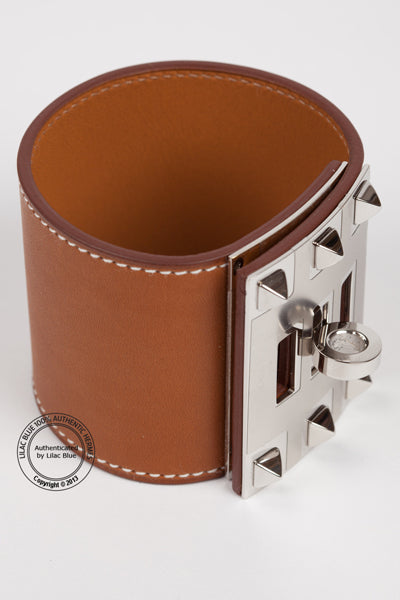 Hermès Kelly Dog Extreme Fauve Barenia Bracelet. Palladium