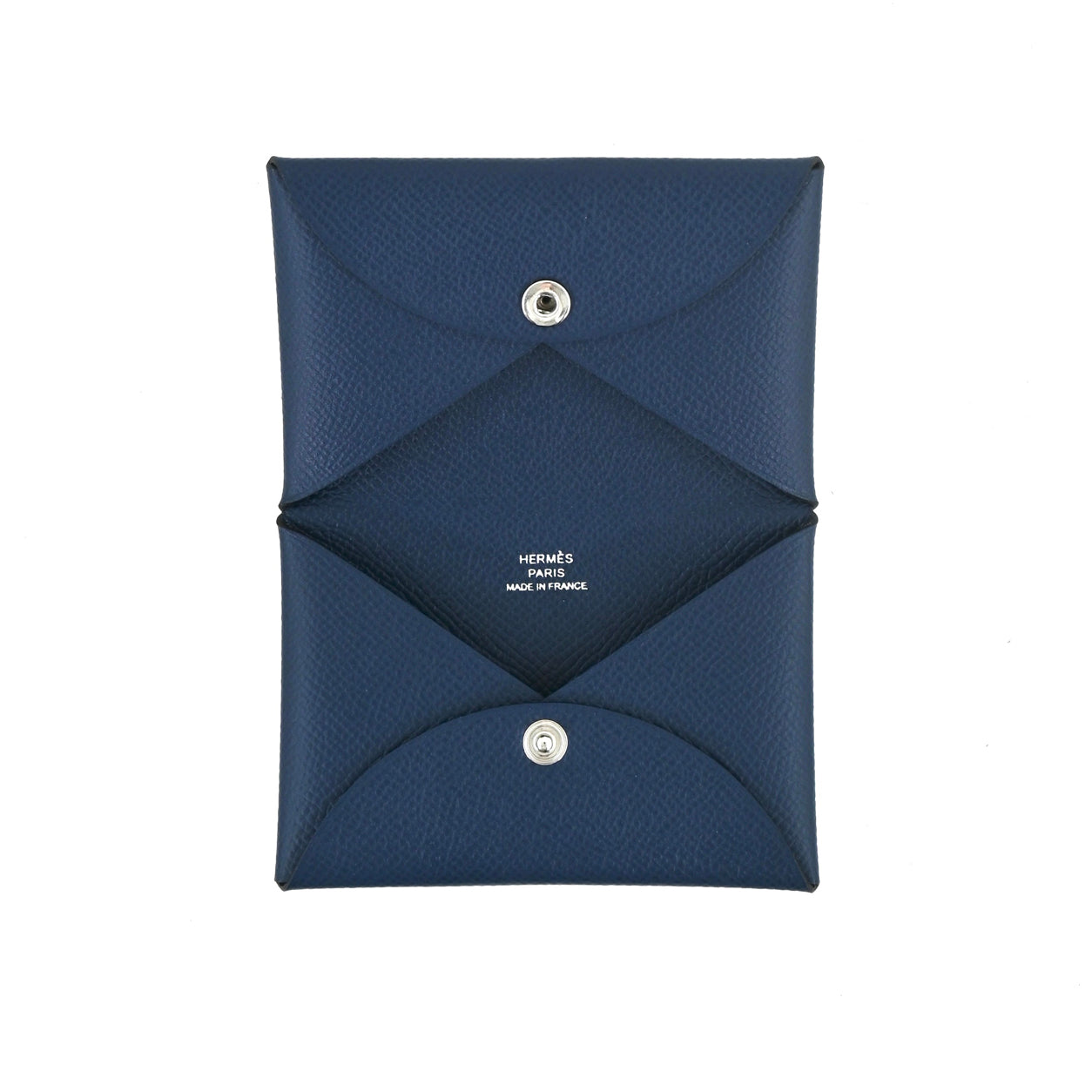Hermès Calvi Card Holder.  Blue. Evercolor