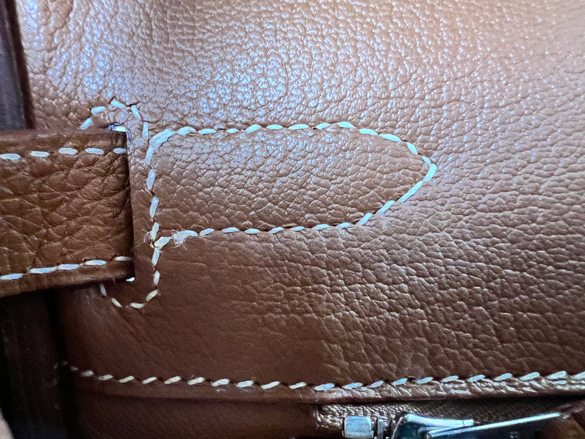 Left strap stitching close-up