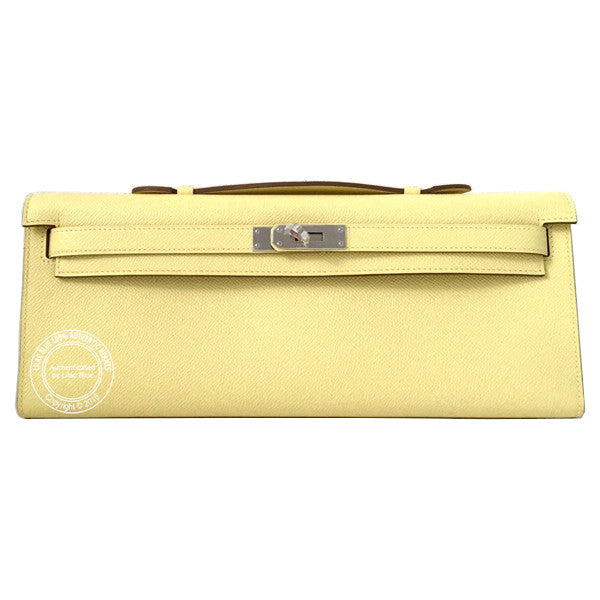 Hermès Kelly 31cm Jaune Poussin Cut Pochette Epsom PHW