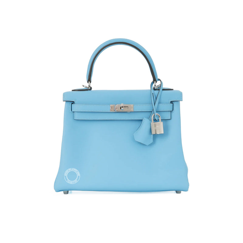 Hermès Kelly 25 Celeste Swift PHW