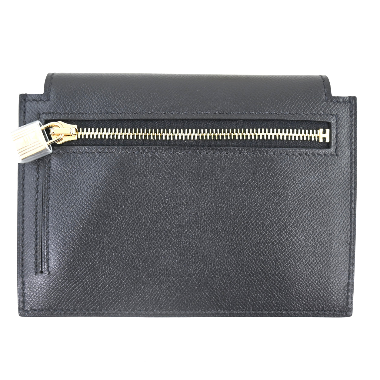 Hermès Kelly Compact Wallet.  Black. Epsom. GHW