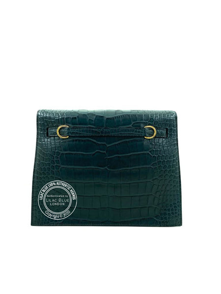 Hermès Kelly Danse Vert Rousseau Matte Croc - GHW