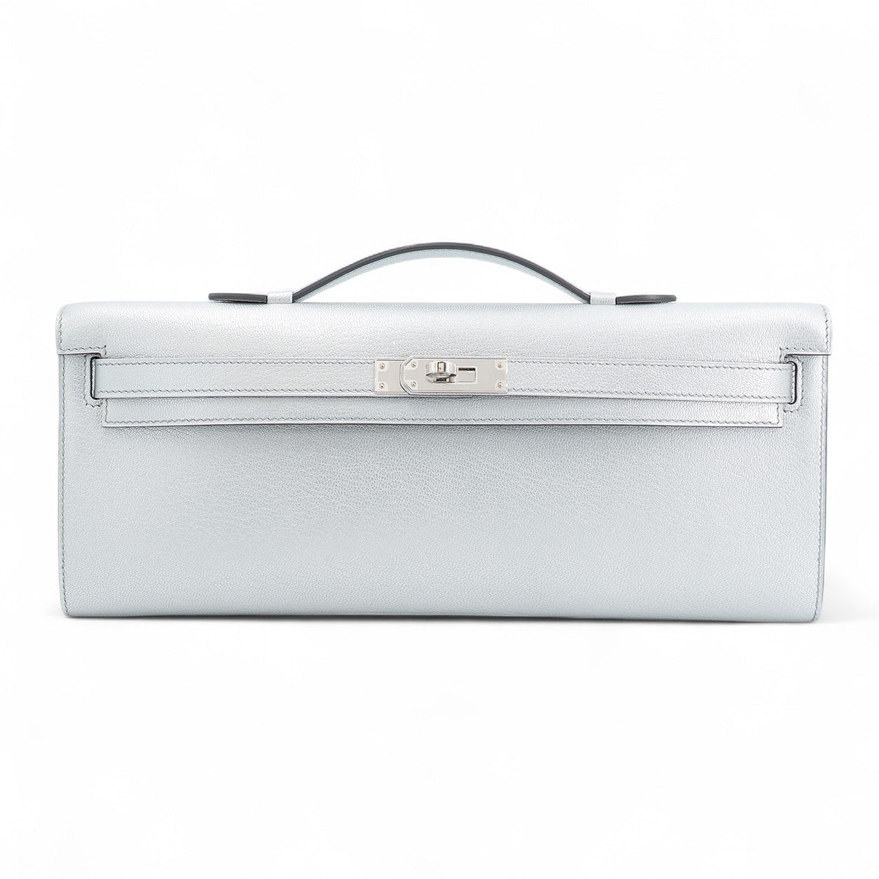 Hermès Kelly 31cm Argent Cut Pochette Chevre PHW