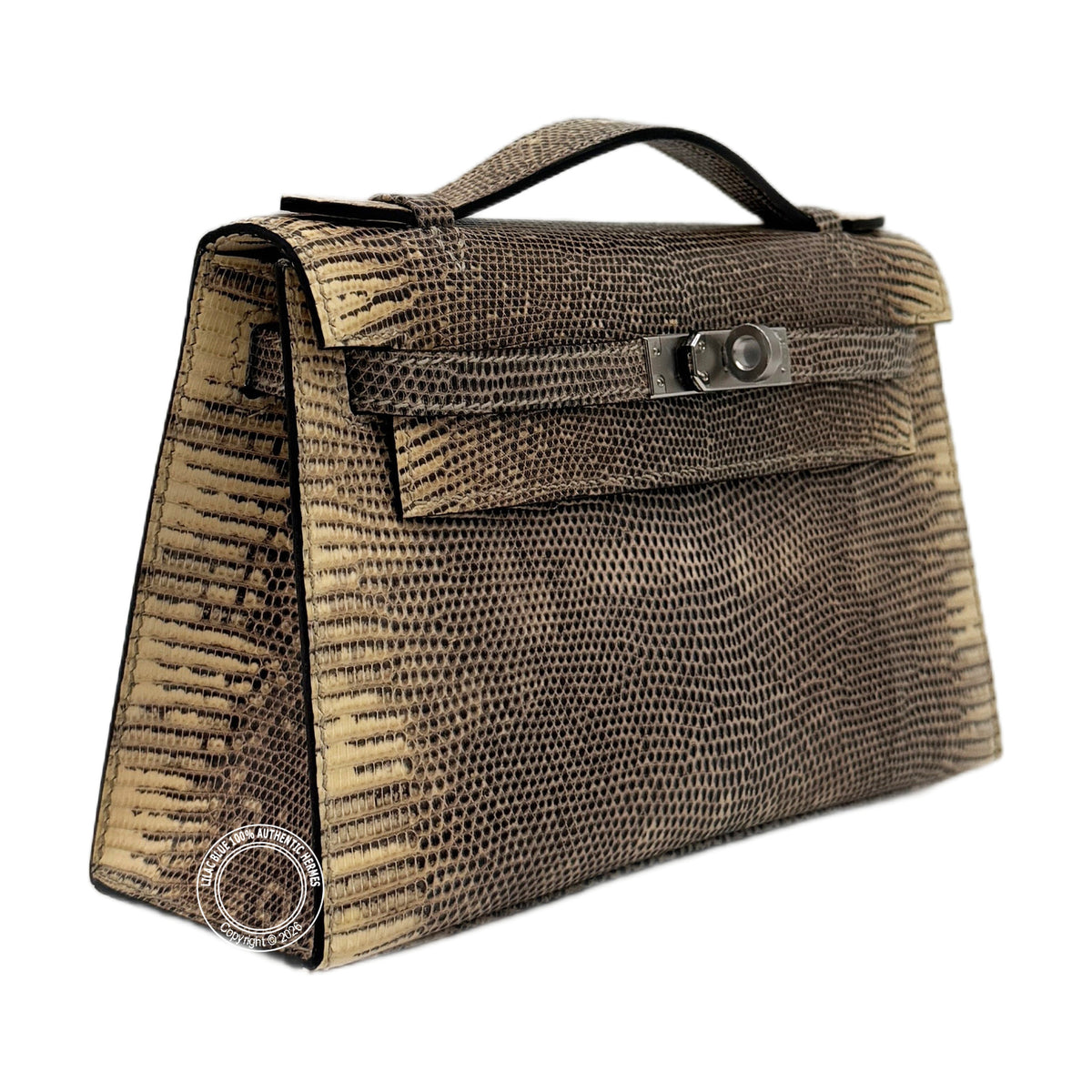 Hermès Kelly 22cm Ombre Pochette Lizard PHW