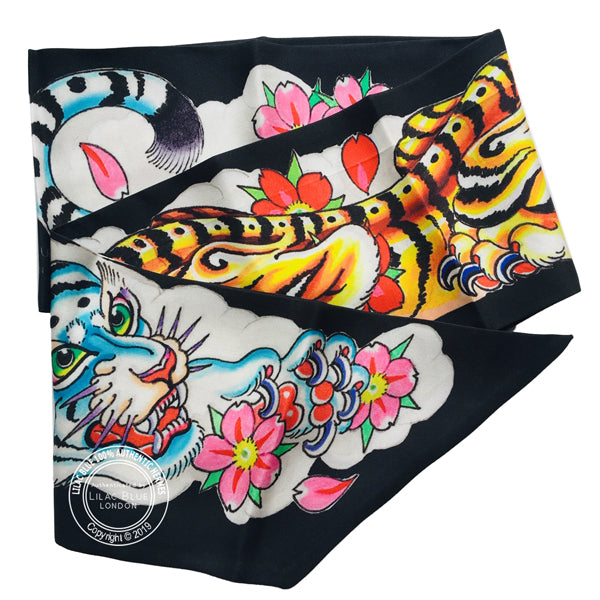 Dragon Tiger Maxi Twilly - Black