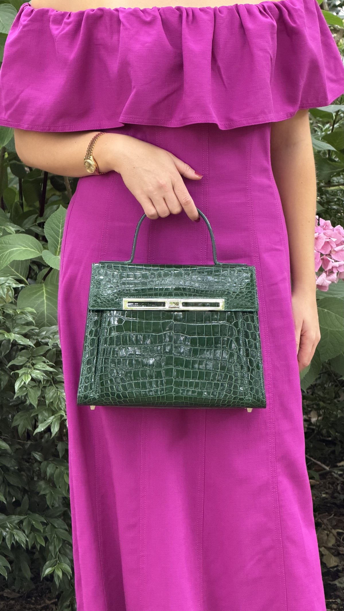 Llora Savannah. Dark Emerald, Shiny Croc PHW - Preloved