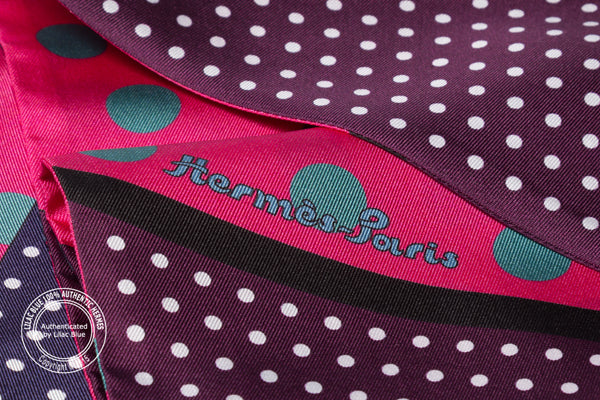 Hermès Maxi Twilly Clic Clac a Pois. Fuschia, Bleu - Preloved