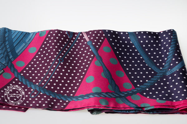 Hermès Maxi Twilly Clic Clac a Pois. Fuschia, Bleu - Preloved