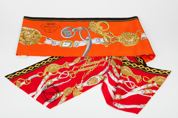 Hermès Maxi Twilly Brides de Gala. Orange, Red & Gold