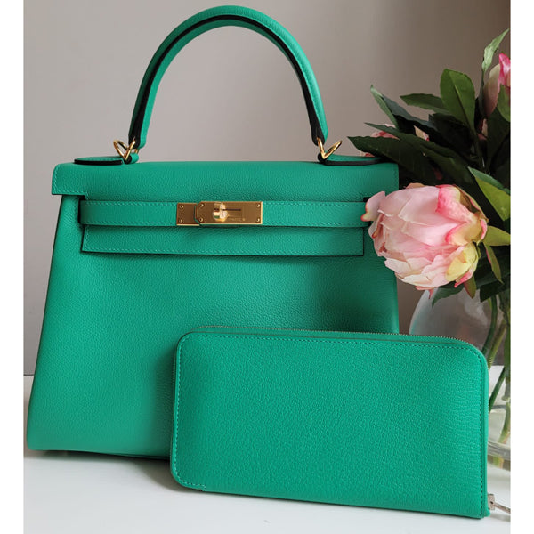 Hermès Kelly 28cm Menthe Evercolor GHW