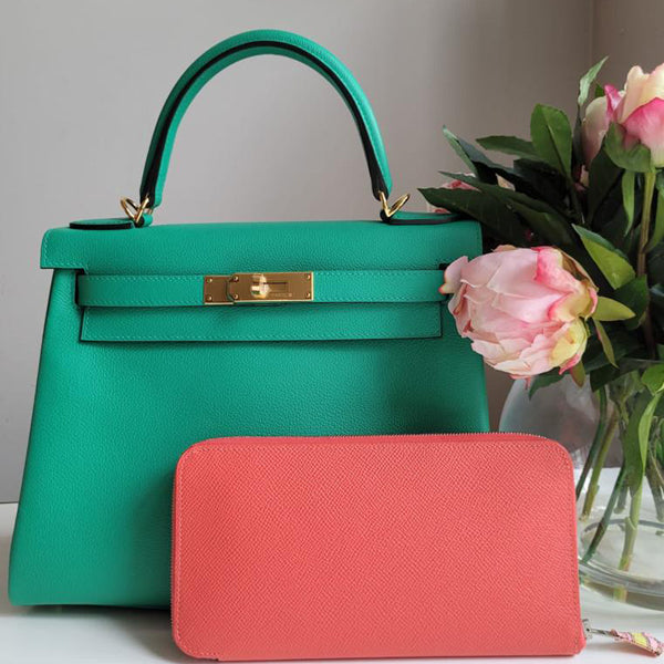 Hermès Kelly 28cm Menthe Evercolor GHW