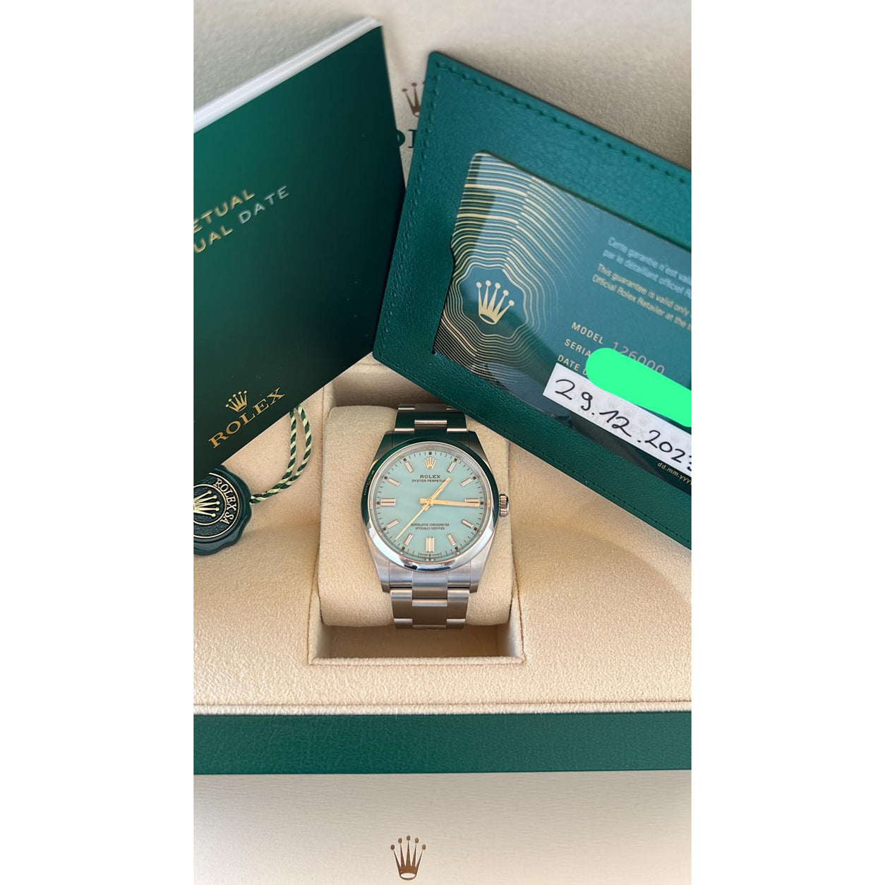 Rolex Oyster Perpetual 36mm Stainless Steel Turquoise Dial 126000
