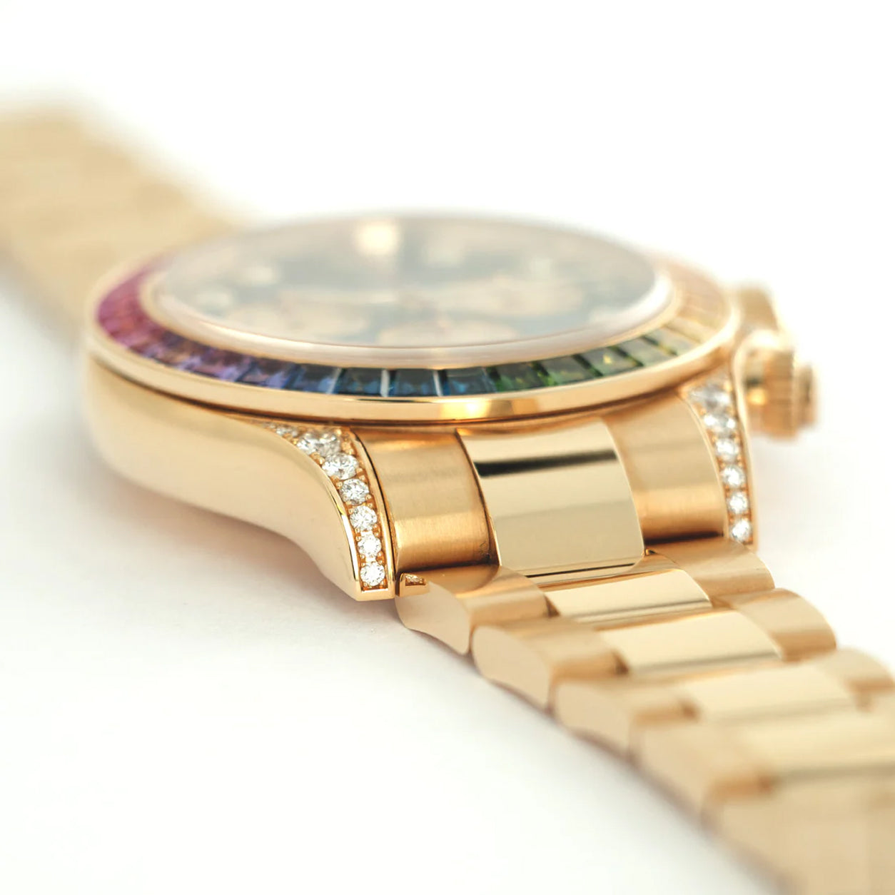 Rolex Daytona 40mm Rainbow Yellow Gold Black Dial 116598